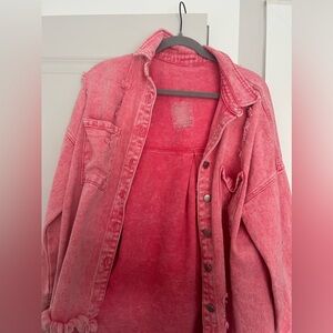 Pink denim jacket